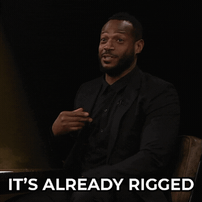 A Man In A Suit Says It 'S Already Rigged With His Hands GIF