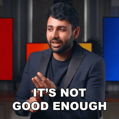 A Man In A Suit Says " It 'S Not Good Enough " While Clapping His Hands GIF