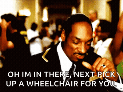 A Man In A Suit Says Oh Im In There Next Pick Up A Wheelchair For You .. GIF
