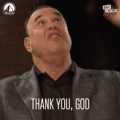 A Man In A Suit Says Thank You God In Front Of A Paramount Network Logo GIF