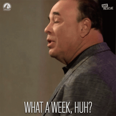 A Man In A Suit Says " What A Week Huh ? " GIF