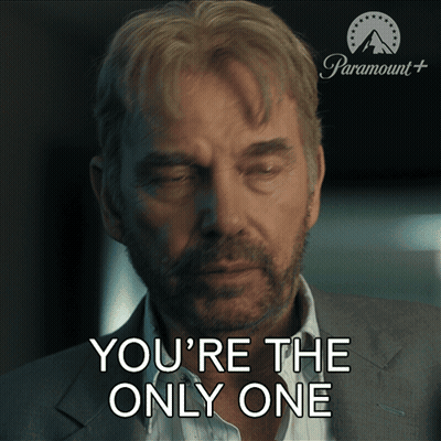 A Man In A Suit Says " You 'Re The Only One " In Front Of A Paramount Logo GIF