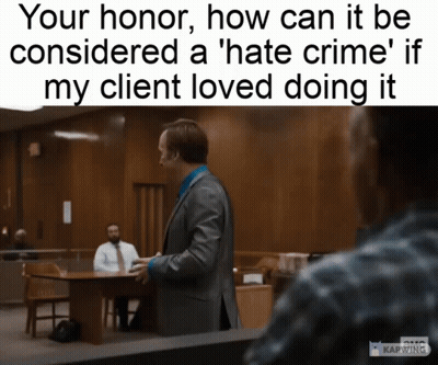A Man In A Suit Stands In A Courtroom With A Caption That Says Your Honor How Can It Be GIF
