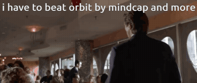 A Man In A Suit Stands In Front Of A Crowd Of People With The Words I Have To Beat Orbit By Mindcap And More GIF