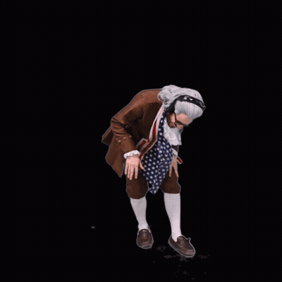 A Man In A Suit With An American Flag Scarf Around His Neck Is Wearing Headphones GIF
