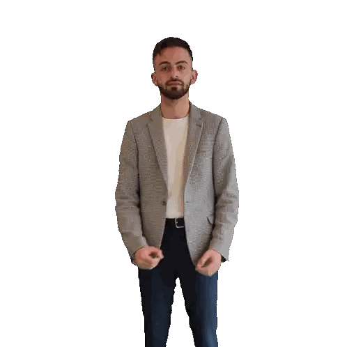 A Man In A Suit With His Arms Outstretched And The Words Welcome Behind Him Sticker