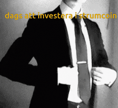 A Man In A Suit With The Words Dags Att Investera I Strumcoin GIF