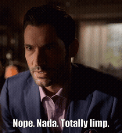 A Man In A Suit With The Words Nope Nada Totally Limp Below Him GIF