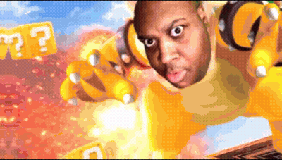 A Man In A Super Mario Costume With A Question Mark On It GIF