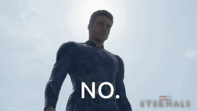 A Man In A Superhero Costume Says No GIF