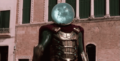 A Man In A Superhero Costume With A Helmet That Looks Like A Full Moon GIF