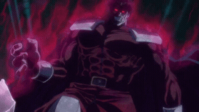 A Man In A Superhero Costume With Red Eyes GIF