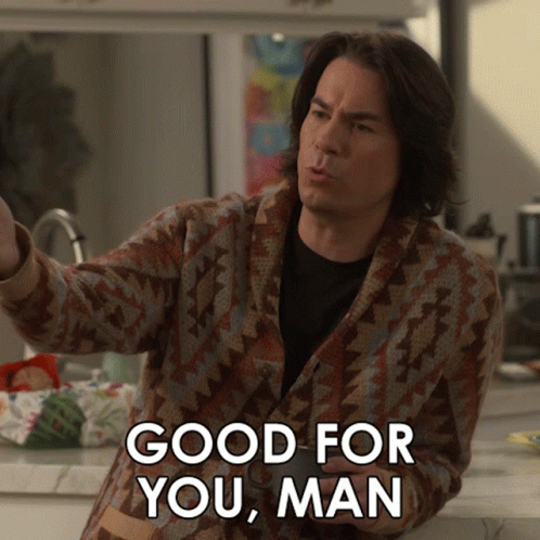 A Man In A Sweater Says Good For You Man In A Kitchen GIF