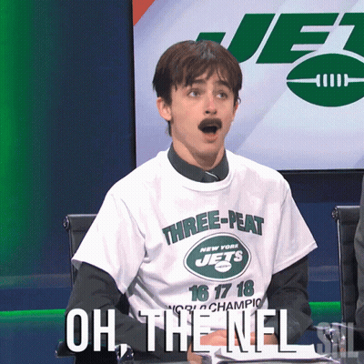 A Man In A Three-Peat New York Jets Shirt GIF