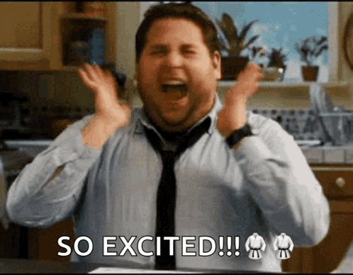 A Man In A Tie Is Excited And Says So Excited !!! GIF