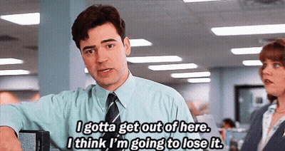 A Man In A Tie Says " I Gotta Get Out Of Here " GIF