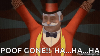 A Man In A Top Hat And Bow Tie Says Poof Gone Ha Ha Ha Ha GIF