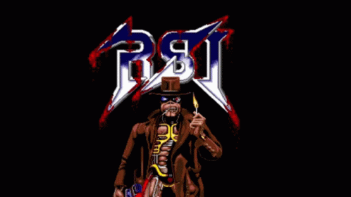 A Man In A Top Hat Is Holding A Lighter In Front Of A Logo For Rst GIF