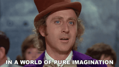 A Man In A Top Hat Says " In A World Of Pure Imagination " In Front Of A Crowd GIF