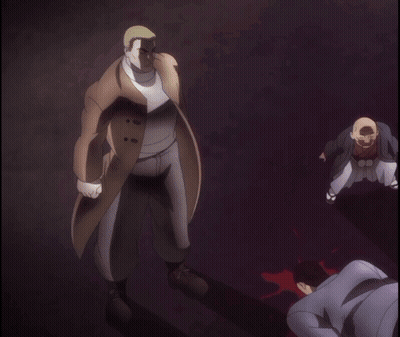 A Man In A Trench Coat Is Standing Next To A Man In A Suit GIF