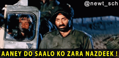 A Man In A Turban Stands In Front Of A Truck With The Caption " Aaney Do Saalo Ko Zara Nazdeel " GIF