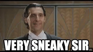 A Man In A Tuxedo And Bow Tie Is Smiling And Says `` Very Sneaky Sir '' . GIF