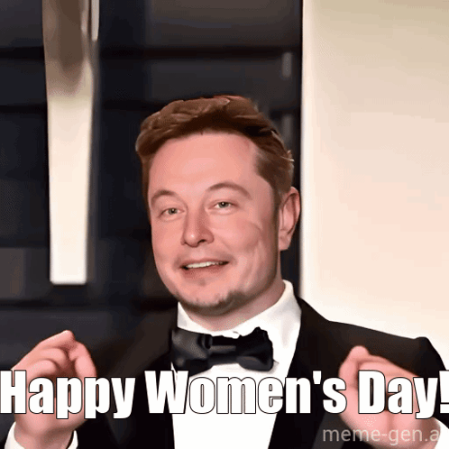 A Man In A Tuxedo And Bow Tie Says " Happy Women 'S Day " GIF