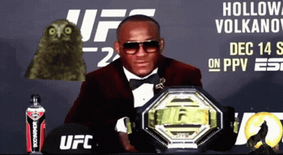 A Man In A Tuxedo Holding A Ufc Belt GIF