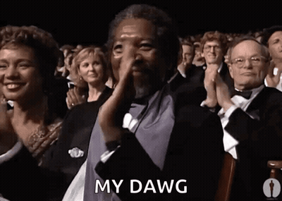 A Man In A Tuxedo Is Applauding With The Words My Dawg Written On The Bottom GIF