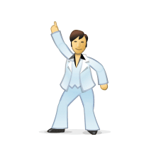 A Man In A Tuxedo Is Dancing With His Arm Up GIF