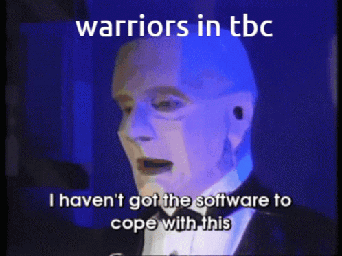 A Man In A Tuxedo Is Talking About Warriors In Tbc GIF