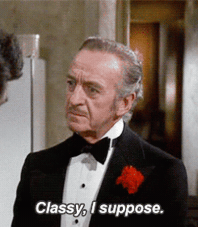 A Man In A Tuxedo Says Classy I Suppose .. GIF