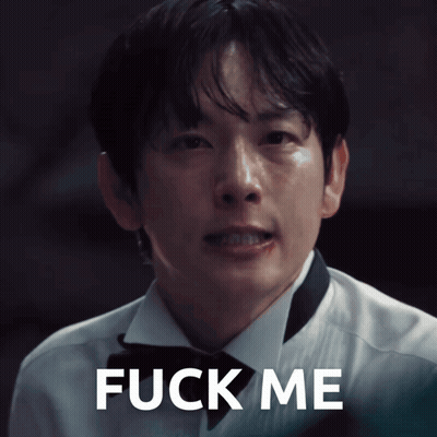 A Man In A Tuxedo Says " Fuck Me " In White Letters GIF