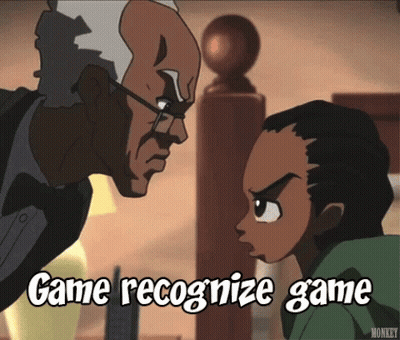 A Man In A Tuxedo Stands Next To A Boy With The Words Game Recognize Game Above Them GIF
