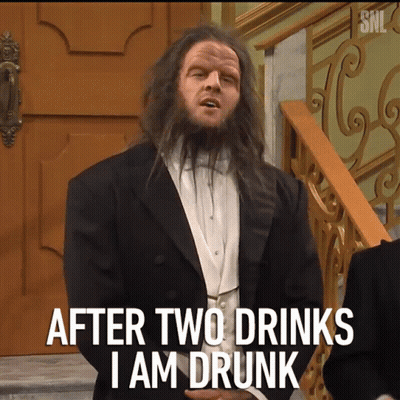A Man In A Tuxedo With A Beard Says After Two Drinks I Am Drunk GIF