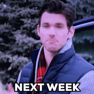 A Man In A Vest Is Standing Next To A Car With The Words Next Week Written On The Screen . GIF