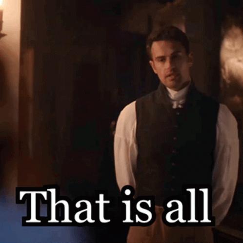 A Man In A Vest Stands In Front Of A Sign That Says " That Is All " GIF