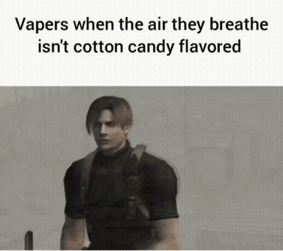 A Man In A Video Game Is Holding A Cotton Candy Flavored Cigarette . GIF