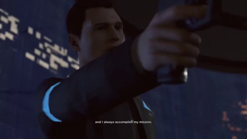 A Man In A Video Game Is Holding A Gun And Says " And I Always Accomplish My Mission " GIF