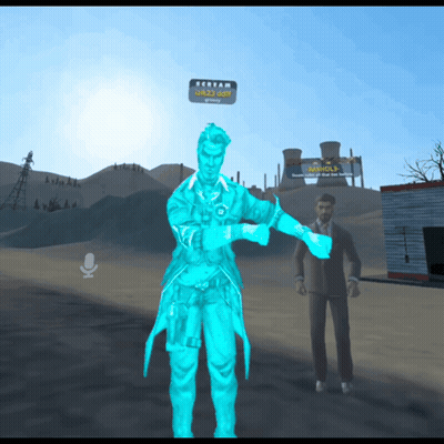 A Man In A Video Game Is Standing Next To Another Man With A Sign Above Him That Says " Ghost Army " GIF