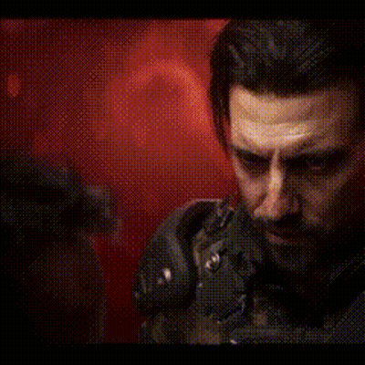 A Man In A Video Game Is Talking To Another Man In A Dark Room GIF