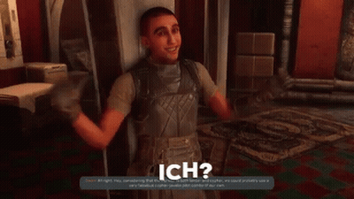 A Man In A Video Game Says Ich In A Foreign Language GIF