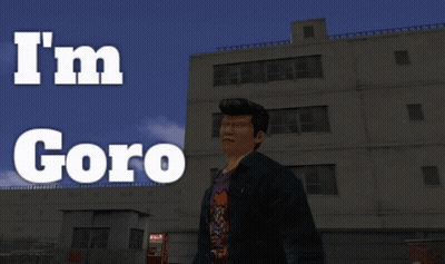A Man In A Video Game With The Words I 'M Goro Behind Him GIF