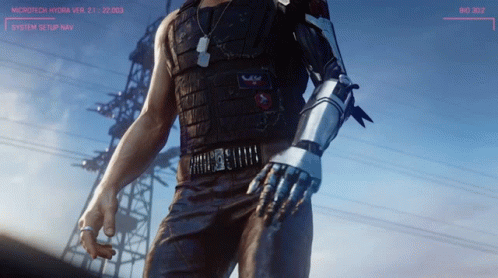 A Man In A Video Game With The Words Microtech Hydra On The Bottom GIF