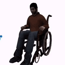A Man In A Wheelchair In Front Of A Bed GIF