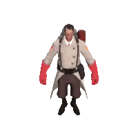 A Man In A White Coat Has A Red Cross On His Backpack Sticker