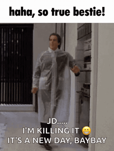 A Man In A White Coat Is Standing In A Doorway With The Words " Haha So True Bestie " On The Bottom GIF