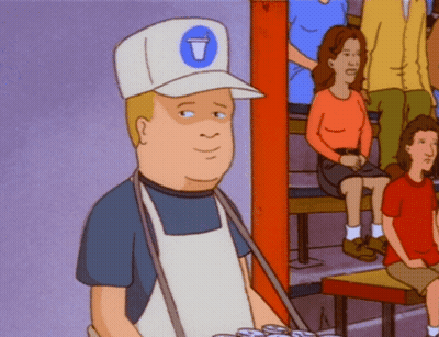 A Man In A White Hat With A Cup On It GIF