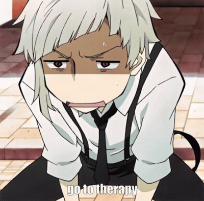 A Man In A White Shirt And Black Tie Is Kneeling Down And Says Go To Therapy GIF