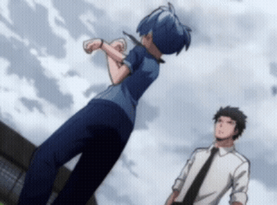 A Man In A White Shirt And Black Tie Is Standing Next To A Boy In A Blue Shirt GIF